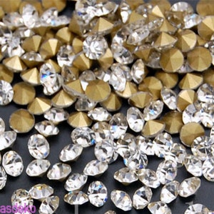 SS1 SS45 Ø1,0 10mm Strass Strasssteine Chaton Crystal Glas Geschliffen Rhinestones Clear Chatons Spitze Rückseite Bild 2