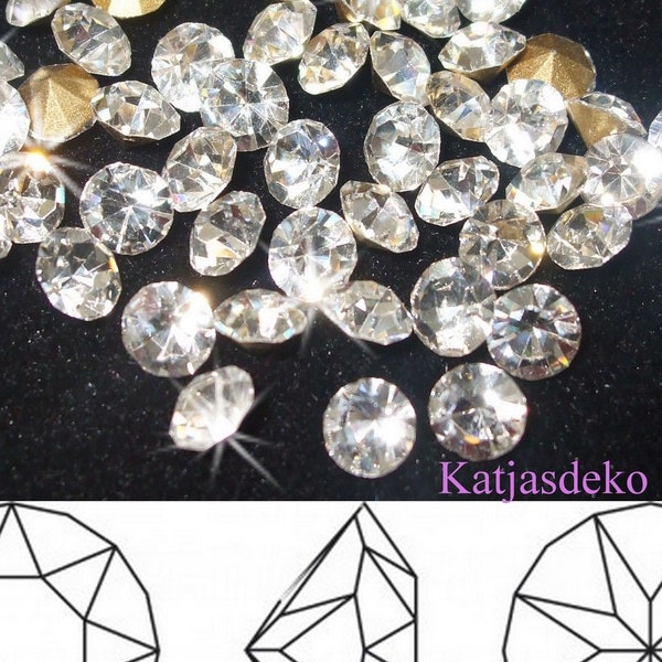 SS1- SS45 Ø1,0- 10mm Strass Strasssteine Chaton Crystal Glas Geschliffen Rhinestones Clear Chatons Spitze Rückseite