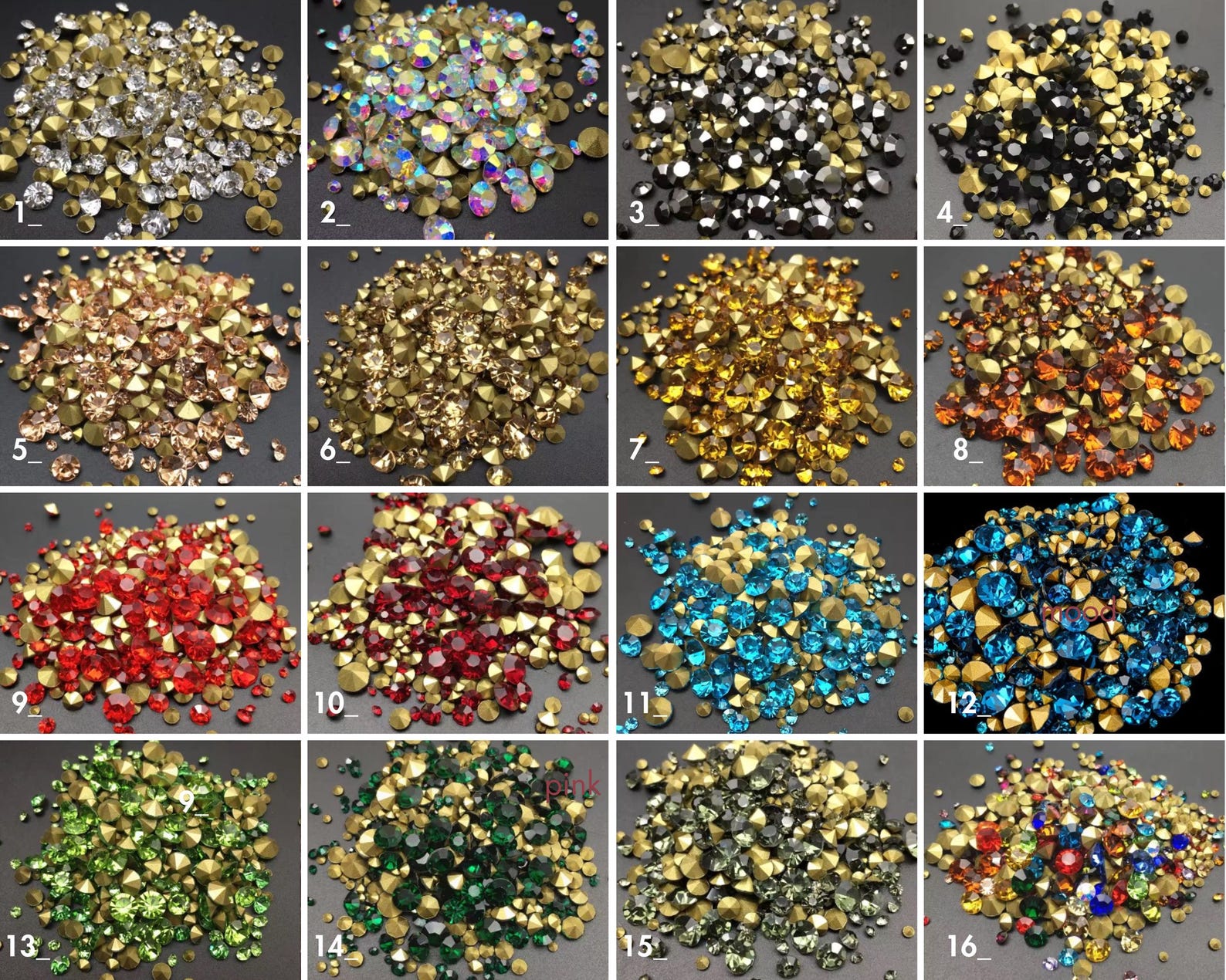 500 Pcs. Mixed SS1-30 / 1-6.5 Mm Rhinestones, Chaton Crystal Glass ...