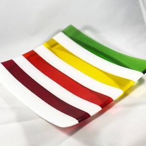 Tooty Fruity Classic Stripe Fused Glass Dish Art