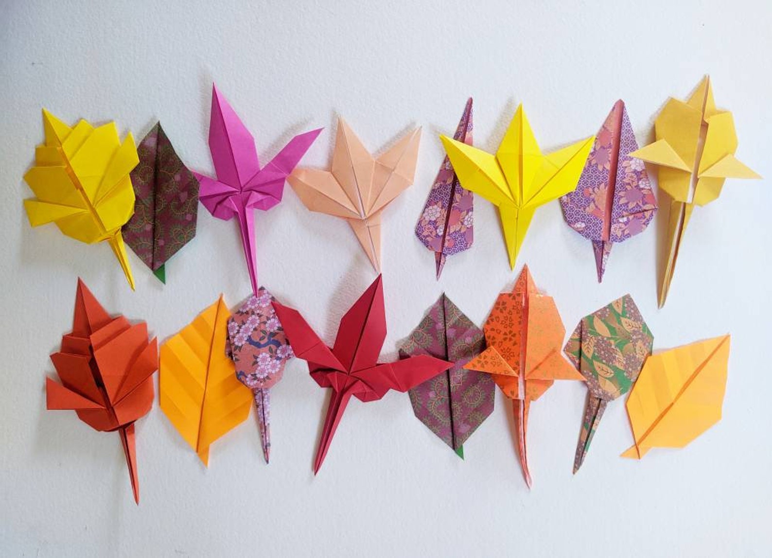 Set of 16 origami Autumn leaves Autumn decor Celebrate Etsy