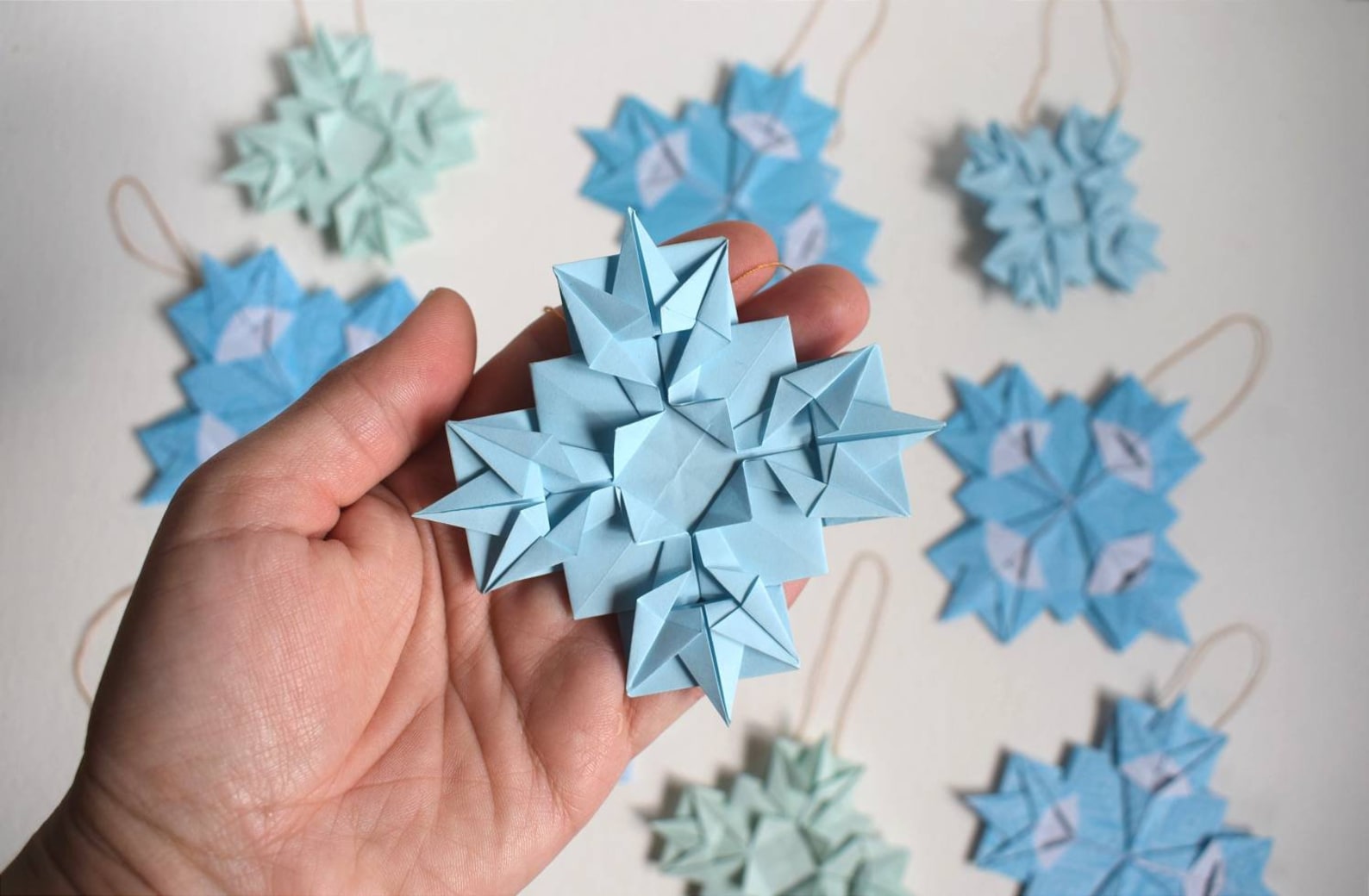 Set of 10 Origami Christmas Snowflakes. Christmas Decoration Etsy