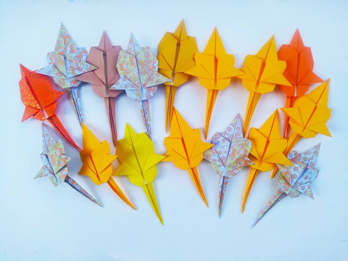 Set of 16 paper origami Autumn leaves Celebrate Autumn Etsy