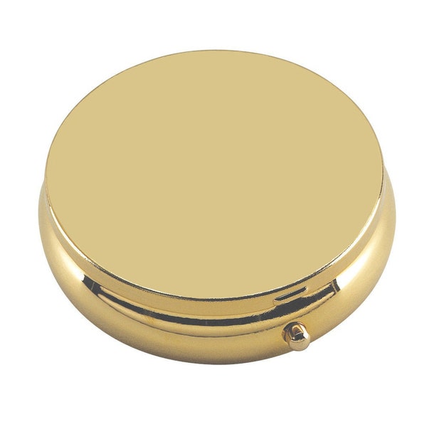 Round pill box gold