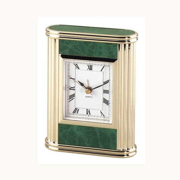 Marble table clock (green)