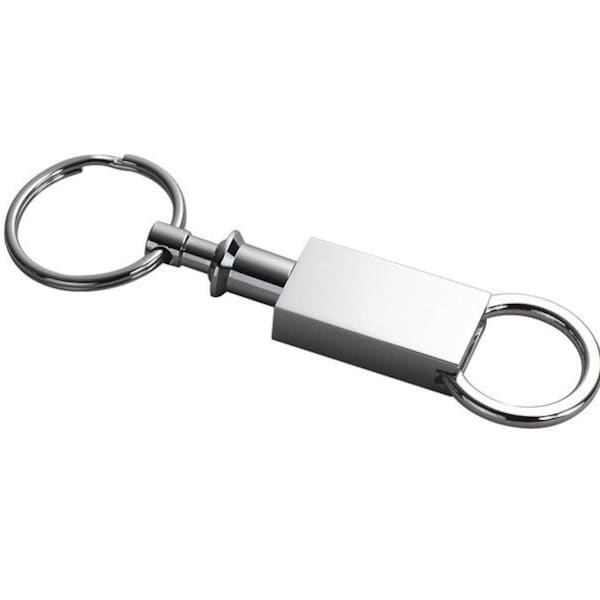 Silver Detachable Key Chain, Detachable valet key chain, All Metal Construction, Sturdy, 360 degrees rotate