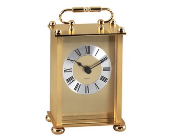 Vintage Brass Gold Carriage Table Clock, Gold-Tone solid brass carriage clock, 24K Gold Plated Solid Brass