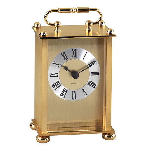 Vintage Brass Gold Carriage Table Clock Goldtone Solid Brass Etsy