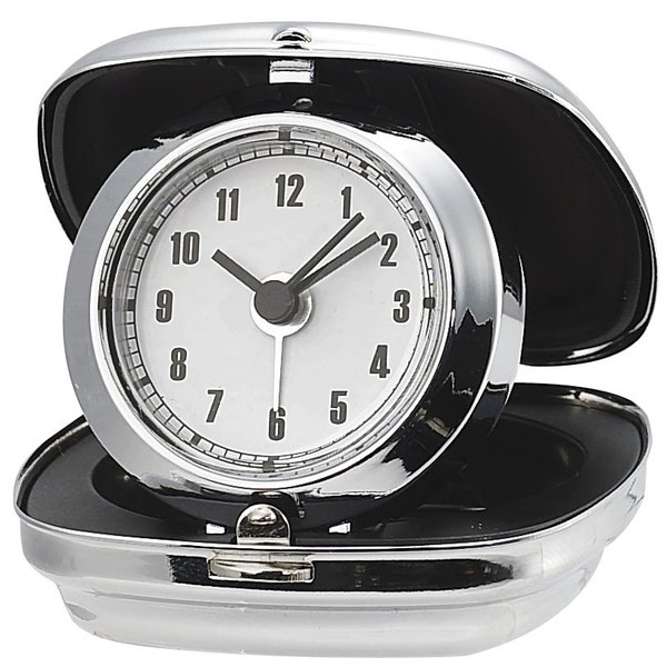 Silver travel foldable alarm clock