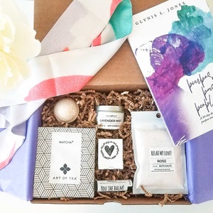 Spa Package with Book - Hair Scarf and Book, Gift Box for Her, Mother&#39;s Day, Thinking of You, Birthday Gift, Travel, Spa Gift, Bridesmaid