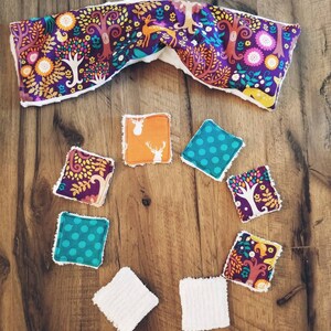 Varmt/kallt rispaket och set med 8 sminkborttagningsdynor, presentset, återanvändbar aromaterapivärmedyna, presentidé, spa, nackkudde, viktad dyna