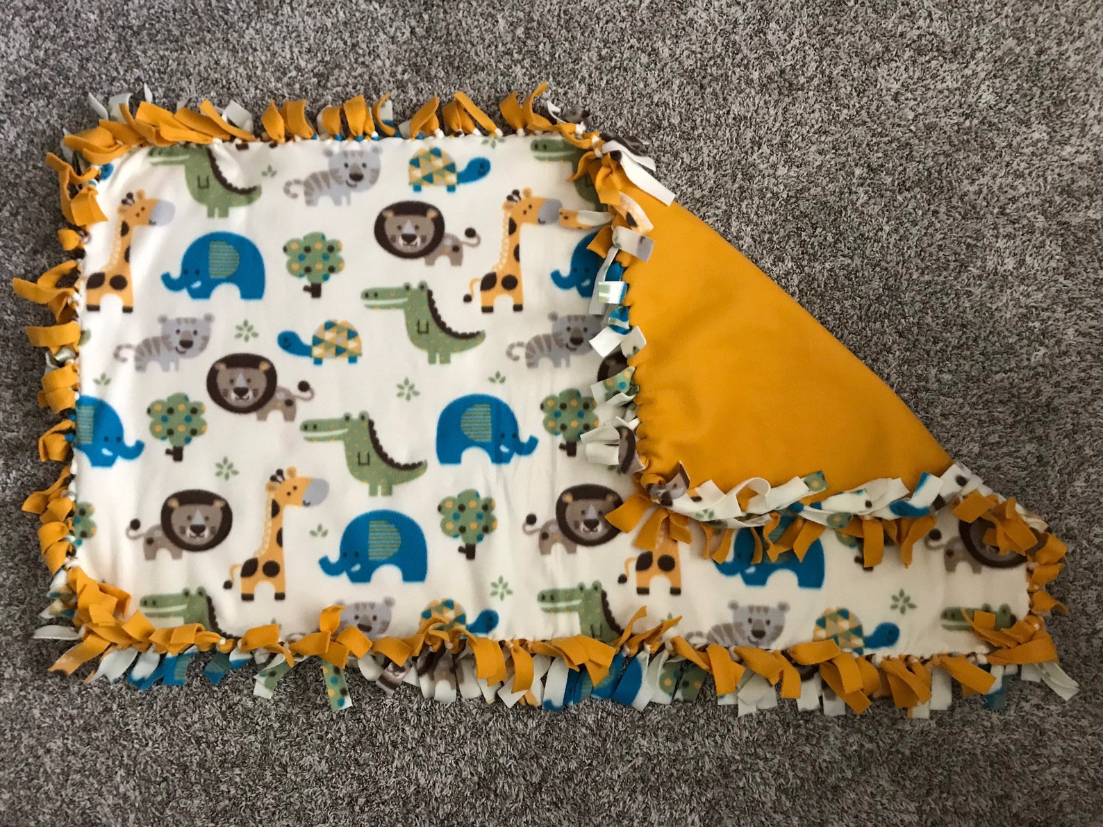 Fleece Tie Blanket Zoo Blanket Zoo Animal Baby Blanket Baby Etsy