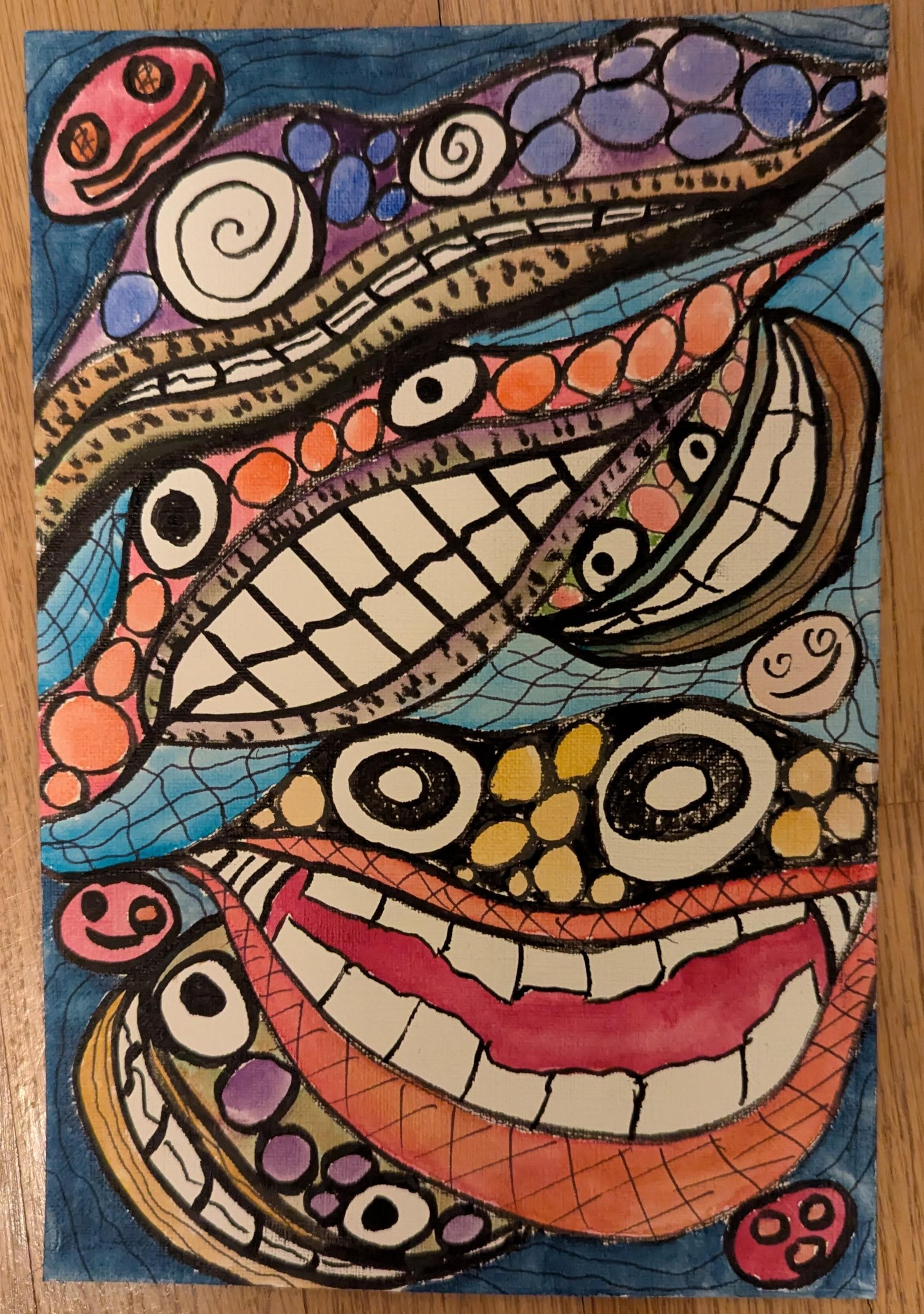 Abstract Watercolor Painting of Many Smiles - Etsy