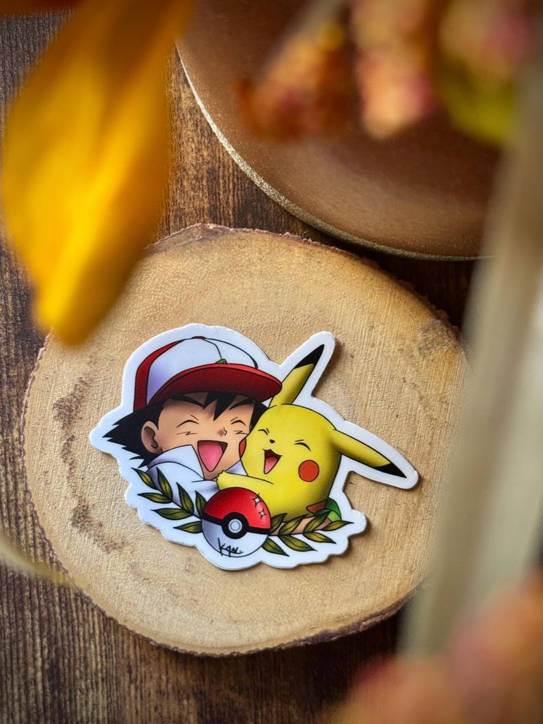 Pokemon Ash Ketchum Pikachu Matte Vinyl Sticker - Etsy