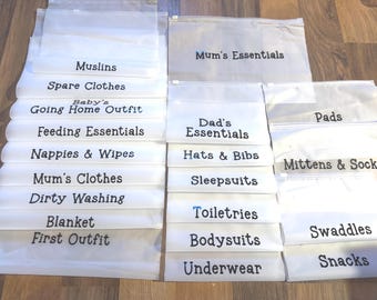 Hospital Bag Organiser Pouches: Mum & Baby Essentials - Set of 20