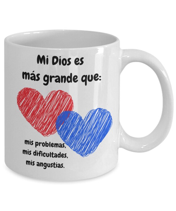 Taza De Cafe Mensaje Cristiano Mi Dios Es Mas Grande Que Etsy