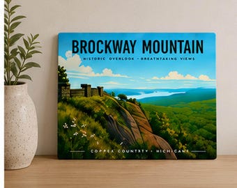 Brockway Mountain Aluminum Sign, Copper Harbor Michigan Decor, Upper Peninsula Travel Art