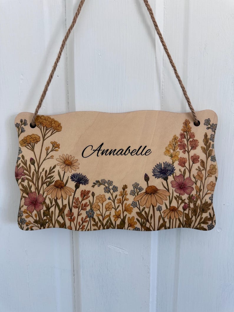 Personalized Wildflower Wood Sign, Botanical Name Plaque, 10x6 Inch