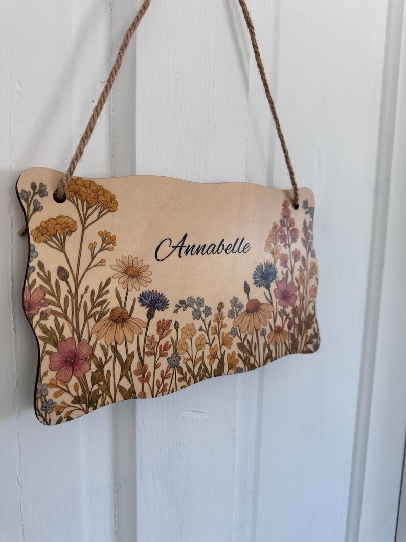 Personalized Wildflower Wood Sign, Botanical Name Plaque, 10x6 Inch