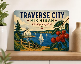 Traverse City Michigan Cherry Capital Aluminum Sign