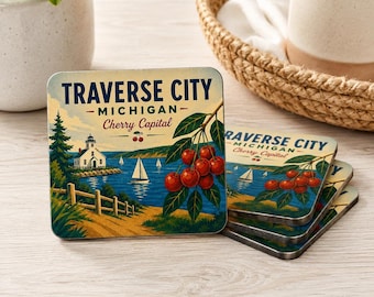 Traverse City Cherry Coasters for Lake House Coffee Days