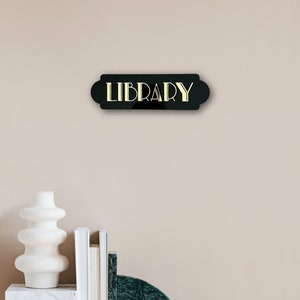 Art Deco Acrylic Library Door Sign Library Decor Gold - Etsy