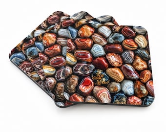 Faux Agate Coasters Set of Four, Lake Superior Stone Look Decor