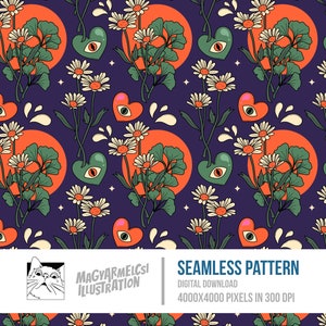 Schöne Gänseblümchen Muster - Digitaler Download - Digitales Papier - Druckbar - Stoff - Textil - Tapete - Hintergrund - Sublimation