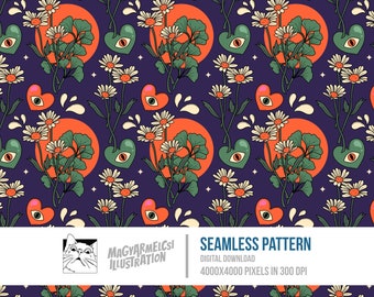 Lovely Daisies Seamless Pattern - Digital Download - Digital Paper - Printable - Fabric - Textile - Wallpaper - Background - Sublimation