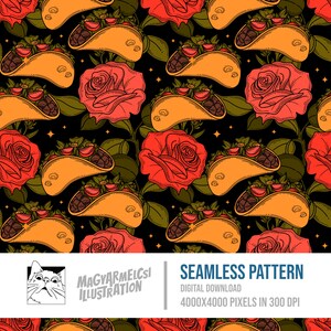 Floral Tacos Muster - Digital Download - Digitales Papier - Printable - Stoff - Textil - Tapete - Hintergrund - Sublimation