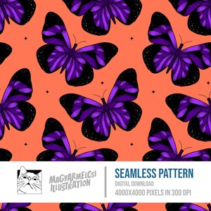 Élégant motif papillon sans couture - Téléchargement numérique - Papier numérique - Imprimable - Tissu - Textile - Papier peint - Fond - Sublimation