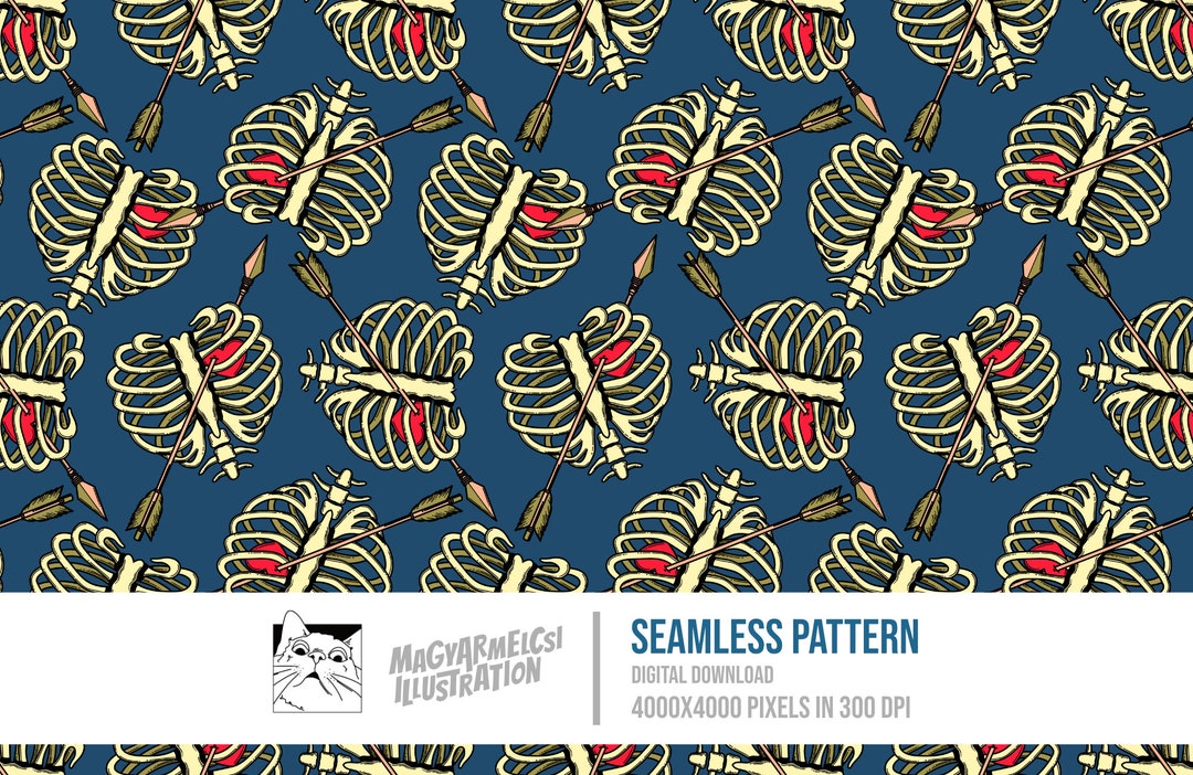 Lovely Ribcage Seamless Pattern Digital Download Halloween Printable ...
