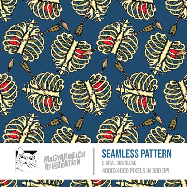 Lovely Ribcage Seamless Pattern - Digital Download - Halloween - Printable - Fabric - Textile - Wallpaper - Background - Sublimation