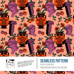 Symboles grecs Seamless Pattern - Téléchargement numérique - Papier numérique - Imprimable - Tissu - Textile - Papier peint - Fond - Sublimation