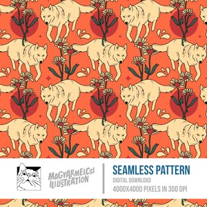 Roaming Wolf Bookish Nahtloses Muster - Digitaler Download - Digitales Papier - Druckbar - Stoff - Textil - Tapete - Sublimation