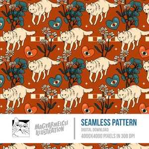 Prachtig naadloos wolvenpatroon - digitale download - digitaal papier - afdrukbaar - stof - textiel - behang - sublimatie