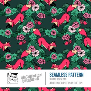 Floral Fuchs Muster - Digital Download - Digitales Papier - Printable - Stoff - Textil - Tapete - Hintergrund - Sublimation
