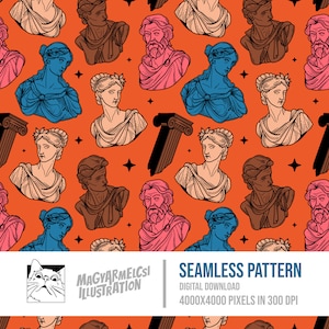 Modèle sans couture d'art grec - Téléchargement numérique - Papier numérique - Imprimable - Tissu - Textile - Papier peint - Fond - Sublimation