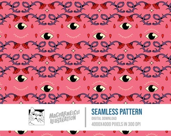 Occult Eye Seamless Pattern - Digital Download - Digital Paper - Printable - Fabric - Textile - Wallpaper - Background - Sublimation