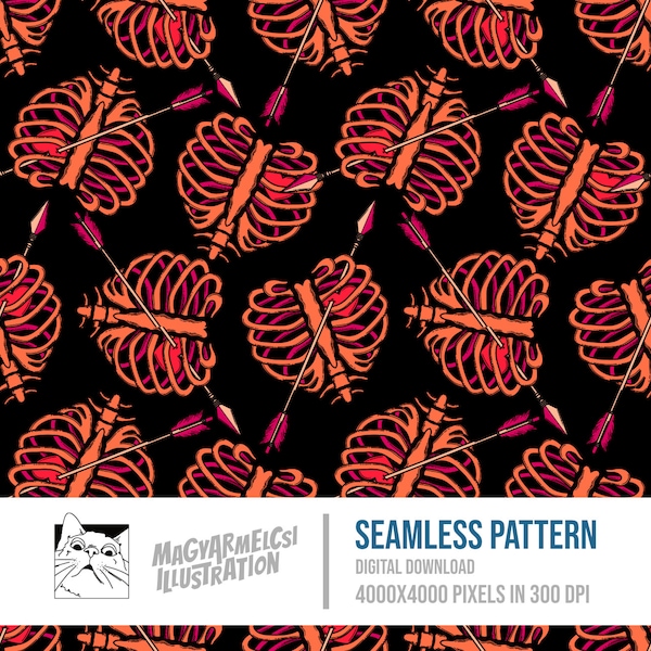 Lovely Ribcage Seamless Pattern - Digital Download - Halloween- Printable - Fabric - Textile - Wallpaper - Background - Sublimation