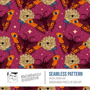 Modèle sans couture floral papillon livresques-téléchargement numérique-papier numérique-imprimable-tissu-textile-papier peint-sublimation