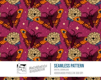 Floral Butterfly Seamless Pattern - Digital Download - Digital Paper - Printable - Fabric - Textile - Wallpaper - Background - Sublimation