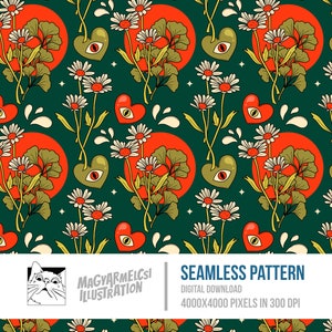 Schöne Gänseblümchen Muster - Digitaler Download - Digitales Papier - Druckbar - Stoff - Textil - Tapete - Hintergrund - Sublimation