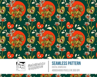 Lovely Daisies Seamless Pattern - Digital Download - Digital Paper - Printable - Fabric - Textile - Wallpaper - Background - Sublimation