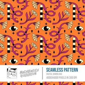 Floral Eye Seamless Pattern Digital Download Digital Paper Printable Fabric Textile Wallpaper Background Sublimation imagem 1