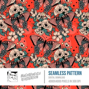 Fancy Butterfly Seamless Pattern Digital Download Digital Paper Printable Fabric Textile Wallpaper Background Sublimation image 1