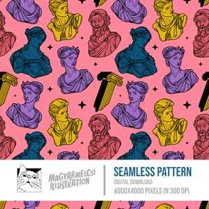 Modèle sans couture d'art grec - Téléchargement numérique - Papier numérique - Imprimable - Tissu - Textile - Papier peint - Fond - Sublimation
