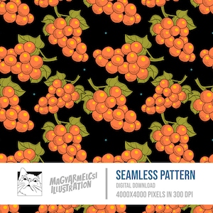 Sommertrauben Nahtloses Muster - Digitaler Download - Digitales Papier - Druckbar - Stoff - Textil - Tapete - Hintergrund - Sublimation