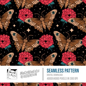Modèle sans couture floral papillon livresques-téléchargement numérique-papier numérique-imprimable-tissu-textile-papier peint-sublimation