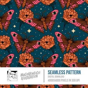 Modèle sans couture floral papillon livresques-téléchargement numérique-papier numérique-imprimable-tissu-textile-papier peint-sublimation